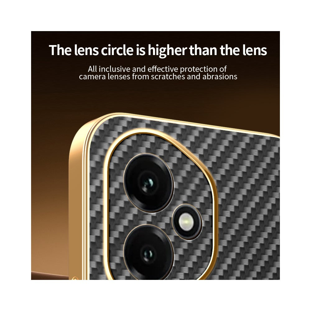 For-Honor-400-5G-(Global)-Phone-Case-Carbon-Fiber-Textured-Electroplated-TPU-Back-Cover-Black