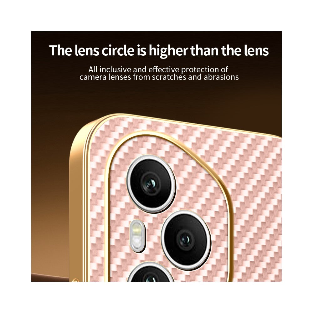 For-Honor-400-Pro-5G-(Global)-Phone-Case-Carbon-Fiber-Textured-Electroplated-TPU-Back-Cover-Pink