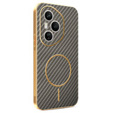 For-Honor-400-Pro-5G-(Global)-Phone-Case-Carbon-Fiber-Textured-Electroplated-TPU-Back-Cover-Coffee