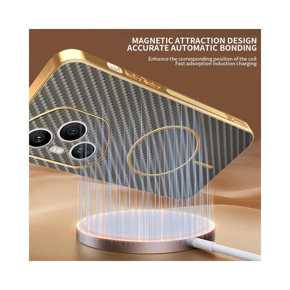 For-Honor-400-Pro-5G-(Global)-Phone-Case-Carbon-Fiber-Textured-Electroplated-TPU-Back-Cover-Coffee