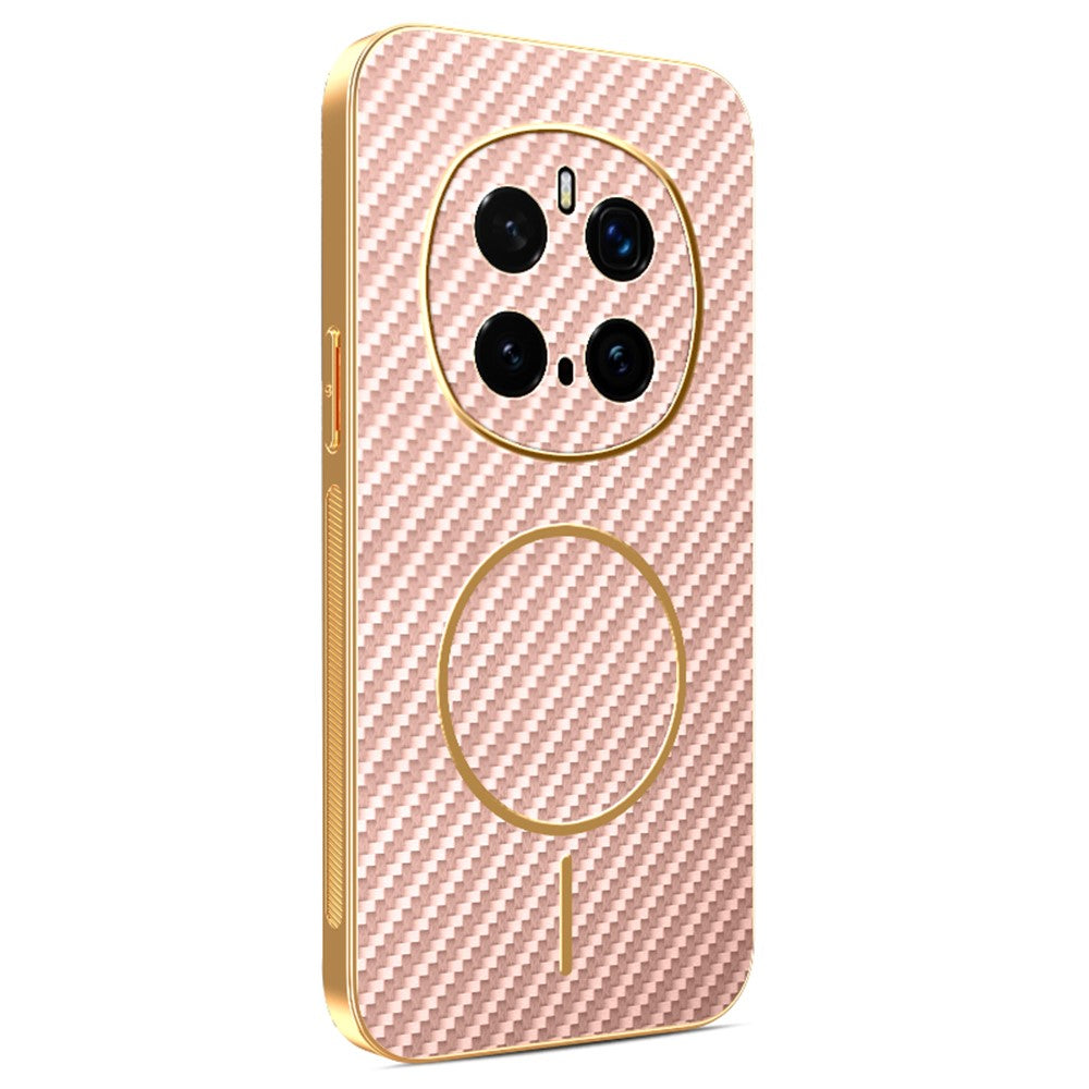 For-Honor-Magic7-Pro-5G-Phone-Case-Carbon-Fiber-Textured-Electroplated-TPU-Back-Cover-Pink