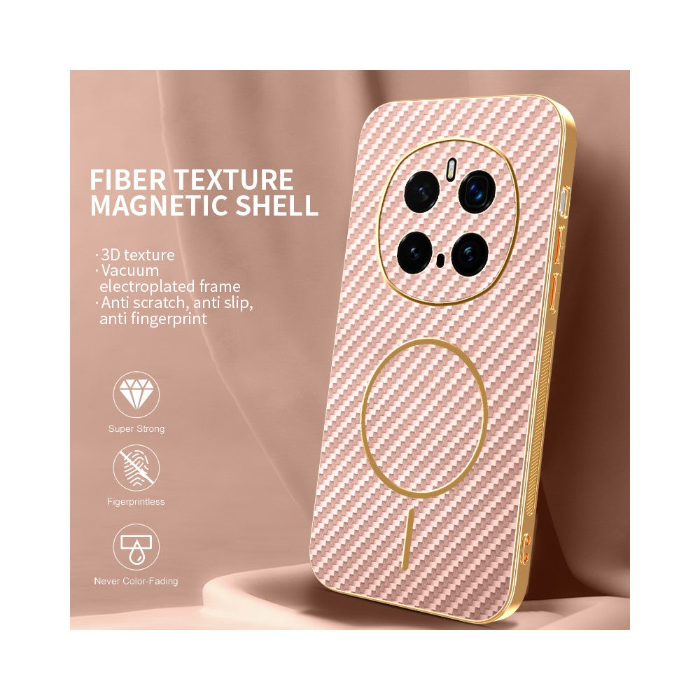 For-Honor-Magic7-Pro-5G-Phone-Case-Carbon-Fiber-Textured-Electroplated-TPU-Back-Cover-Pink