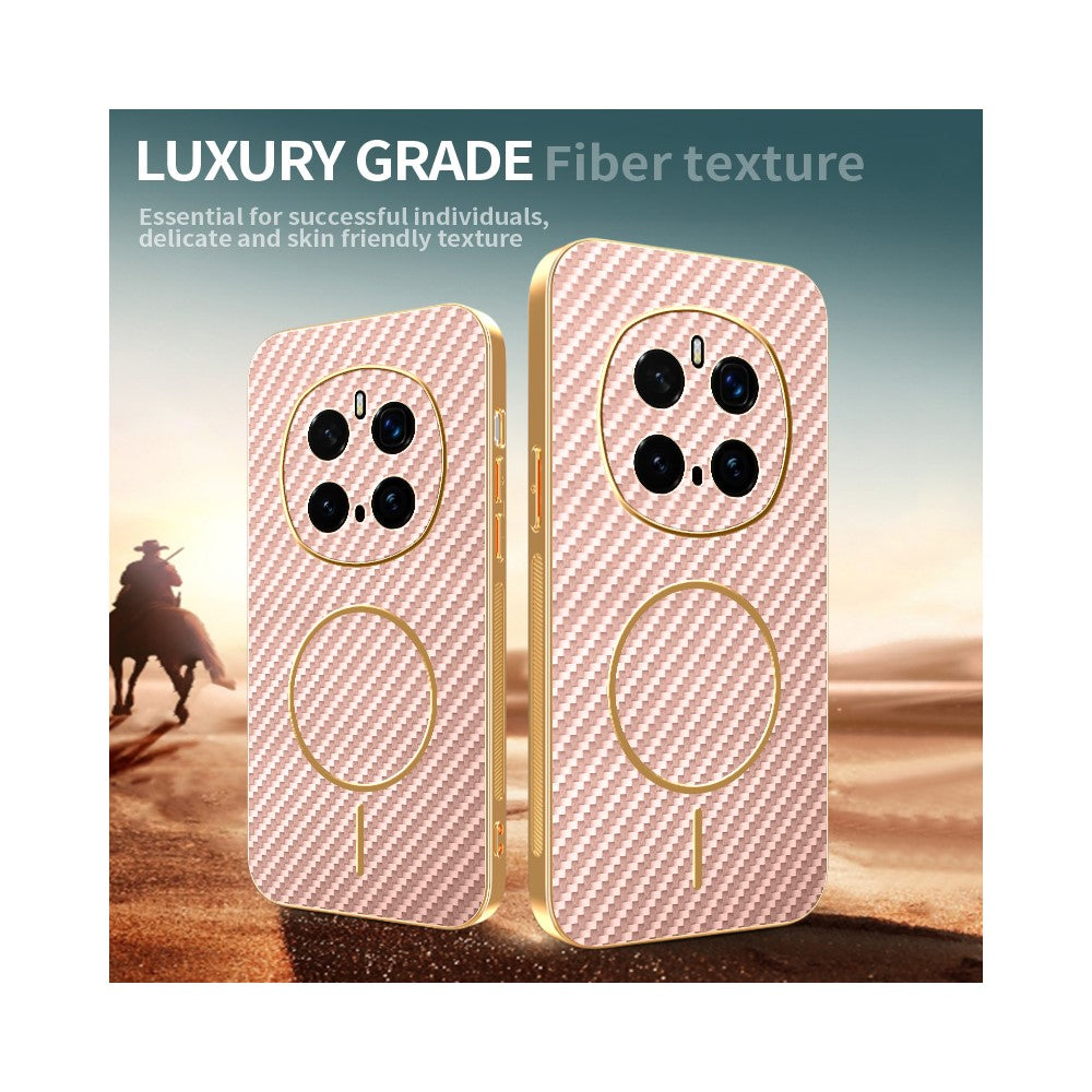 For-Honor-Magic7-Pro-5G-Phone-Case-Carbon-Fiber-Textured-Electroplated-TPU-Back-Cover-Pink