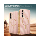 For-Samsung-Galaxy-A56-5G-Phone-Case-Carbon-Fiber-Textured-Electroplated-TPU-Back-Cover-Pink
