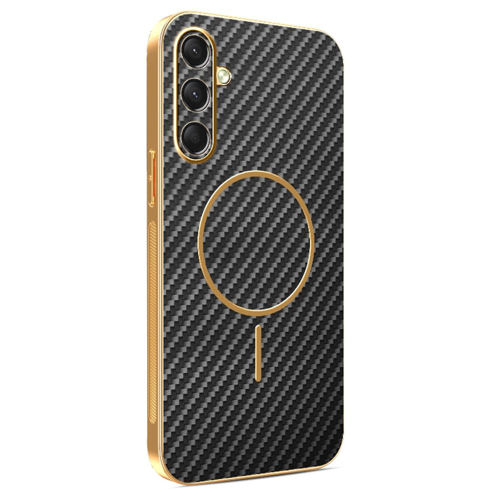 For-Samsung-Galaxy-A16-4G-/-A16-5G-Phone-Case-Carbon-Fiber-Textured-Electroplated-TPU-Back-Cover-Black