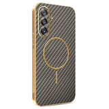 For-Samsung-Galaxy-A26-5G-Phone-Case-Carbon-Fiber-Textured-Electroplated-TPU-Back-Cover-Coffee