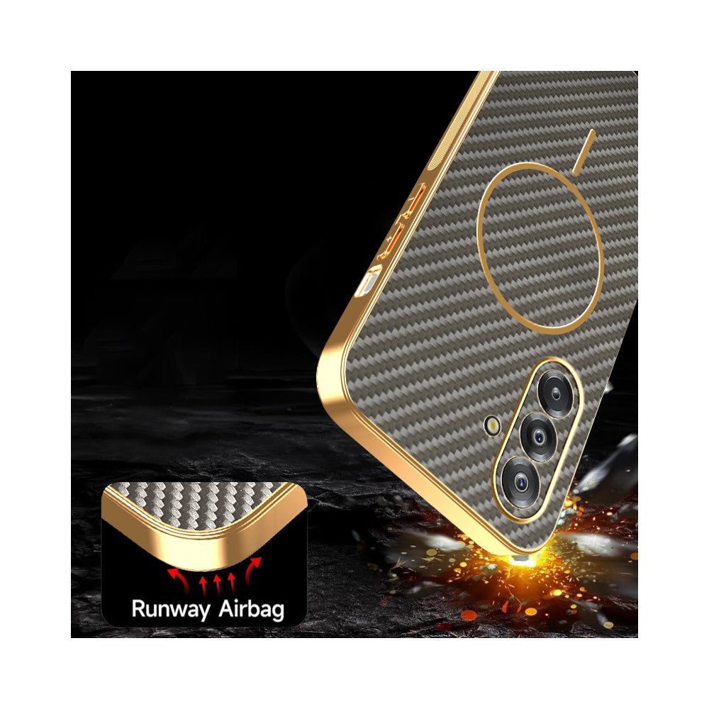 For-Samsung-Galaxy-A26-5G-Phone-Case-Carbon-Fiber-Textured-Electroplated-TPU-Back-Cover-Coffee