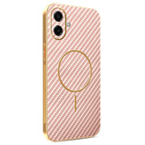 For-Samsung-Galaxy-A07-4G-Phone-Case-Carbon-Fiber-Textured-Electroplated-TPU-Back-Cover-Pink