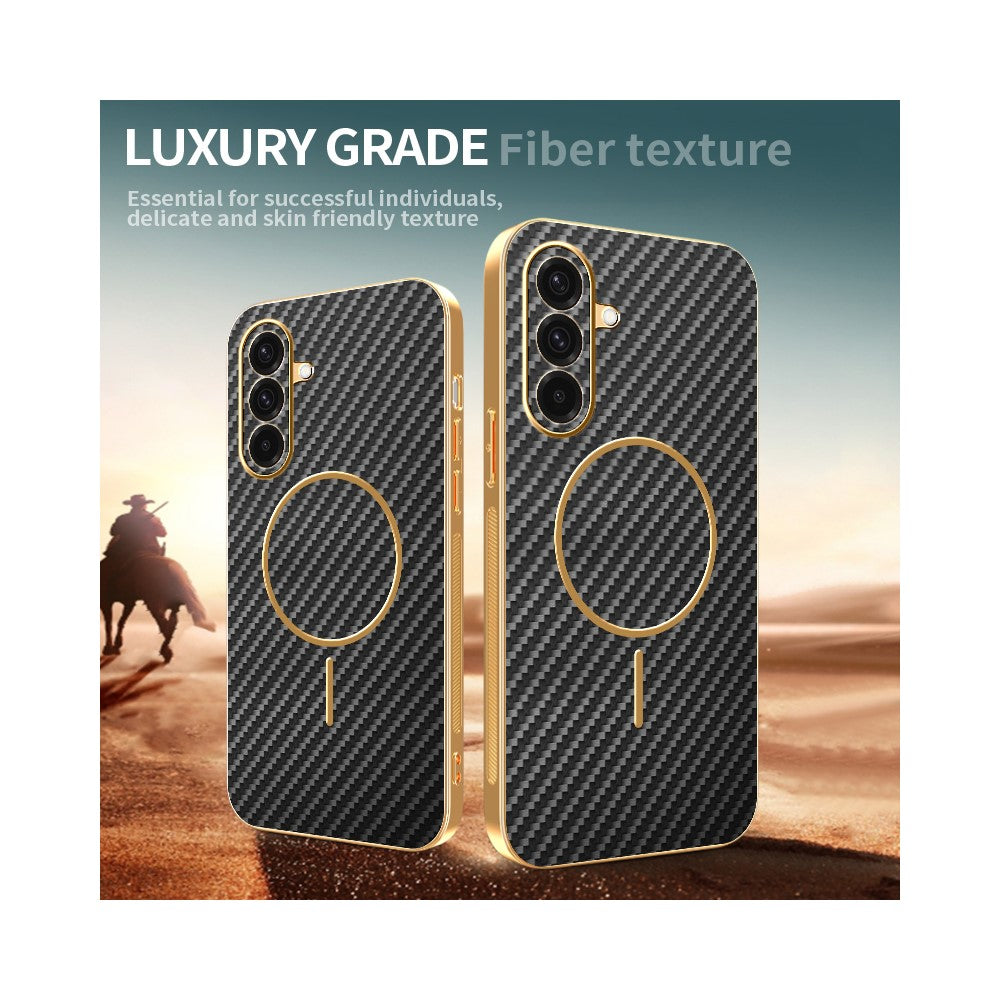 For-Samsung-Galaxy-A36-5G-Phone-Case-Carbon-Fiber-Textured-Electroplated-TPU-Back-Cover-Black