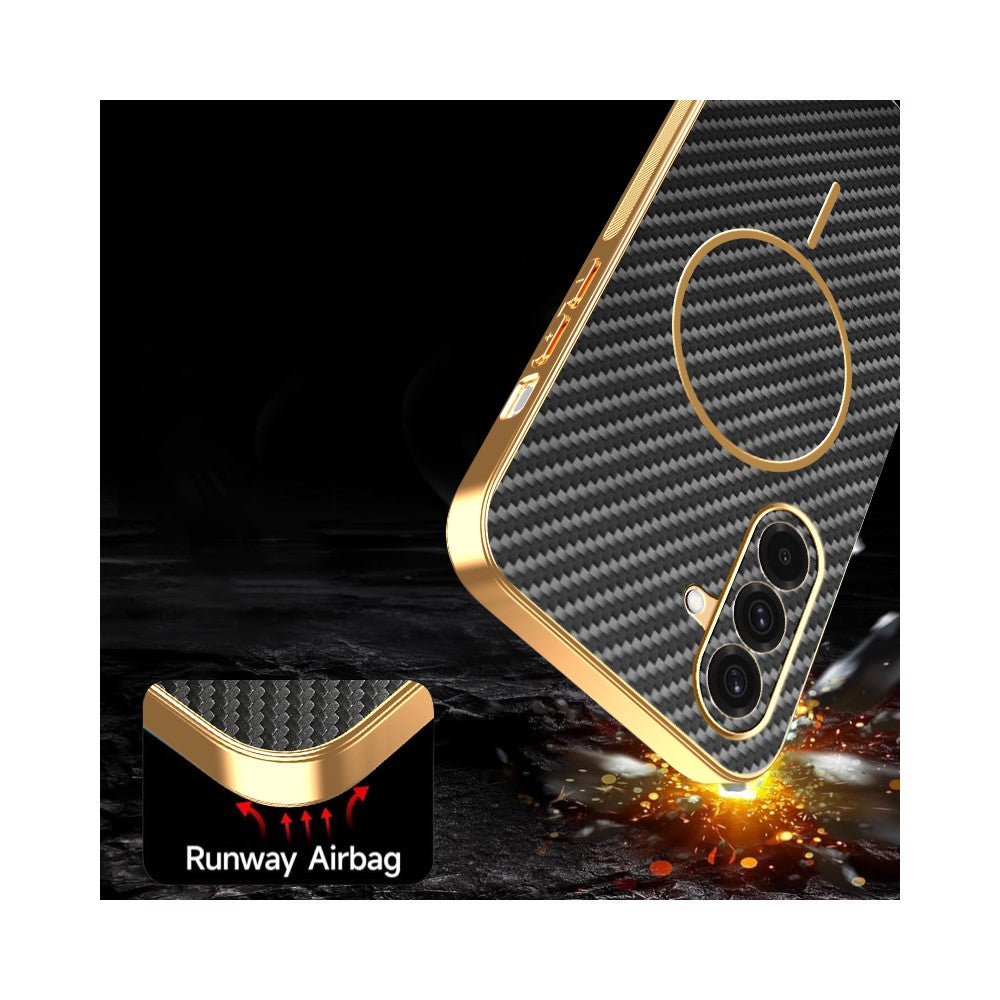 For-Samsung-Galaxy-A36-5G-Phone-Case-Carbon-Fiber-Textured-Electroplated-TPU-Back-Cover-Black