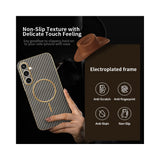 For-Samsung-Galaxy-S25-FE-Phone-Case-Carbon-Fiber-Textured-Electroplated-TPU-Back-Cover-Coffee