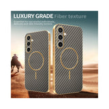 For-Samsung-Galaxy-S25-FE-Phone-Case-Carbon-Fiber-Textured-Electroplated-TPU-Back-Cover-Coffee