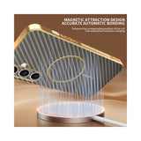 For-Samsung-Galaxy-S25-FE-Phone-Case-Carbon-Fiber-Textured-Electroplated-TPU-Back-Cover-Coffee