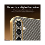 For-Samsung-Galaxy-S25-FE-Phone-Case-Carbon-Fiber-Textured-Electroplated-TPU-Back-Cover-Coffee