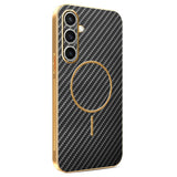 For-Samsung-Galaxy-S24-FE-Phone-Case-Carbon-Fiber-Textured-Electroplated-TPU-Back-Cover-Black