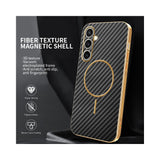 For-Samsung-Galaxy-S24-FE-Phone-Case-Carbon-Fiber-Textured-Electroplated-TPU-Back-Cover-Black