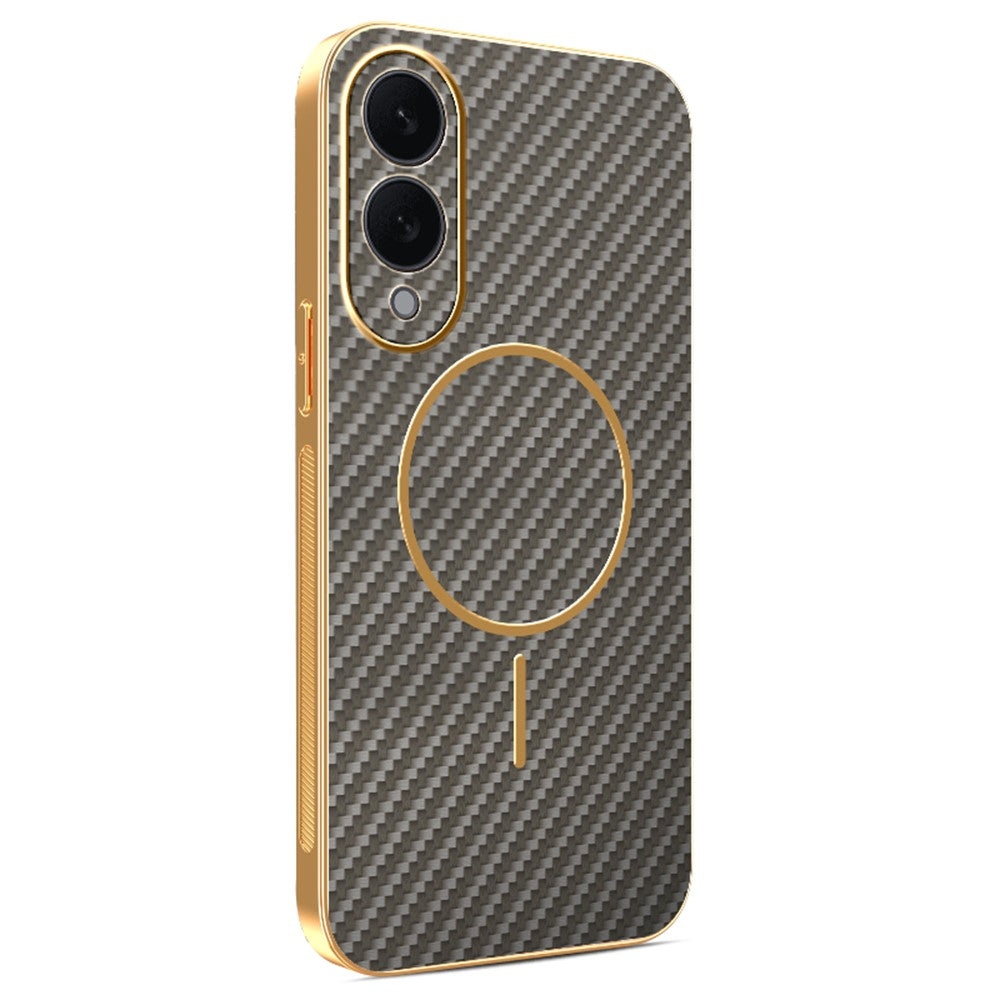 For-Samsung-Galaxy-S25-Edge-Phone-Case-Carbon-Fiber-Textured-Electroplated-TPU-Back-Cover-Coffee