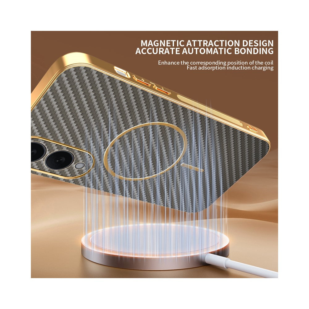 For-Samsung-Galaxy-S25-Edge-Phone-Case-Carbon-Fiber-Textured-Electroplated-TPU-Back-Cover-Coffee