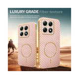 For-Xiaomi-14T-Phone-Case-Carbon-Fiber-Textured-Electroplated-TPU-Back-Cover-Pink