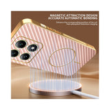 For-Xiaomi-14T-Phone-Case-Carbon-Fiber-Textured-Electroplated-TPU-Back-Cover-Pink
