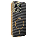 For-Xiaomi-14T-Phone-Case-Carbon-Fiber-Textured-Electroplated-TPU-Back-Cover-Black