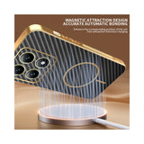 For-Xiaomi-14T-Phone-Case-Carbon-Fiber-Textured-Electroplated-TPU-Back-Cover-Black