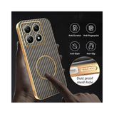 For-Xiaomi-14T-Phone-Case-Carbon-Fiber-Textured-Electroplated-TPU-Back-Cover-Coffee