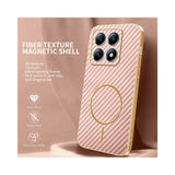 For-Xiaomi-14T-Pro-Phone-Case-Carbon-Fiber-Textured-Electroplated-TPU-Back-Cover-Pink