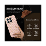 For-Xiaomi-14T-Pro-Phone-Case-Carbon-Fiber-Textured-Electroplated-TPU-Back-Cover-Pink