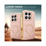 For-Xiaomi-14T-Pro-Phone-Case-Carbon-Fiber-Textured-Electroplated-TPU-Back-Cover-Pink