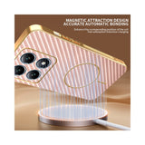 For-Xiaomi-14T-Pro-Phone-Case-Carbon-Fiber-Textured-Electroplated-TPU-Back-Cover-Pink