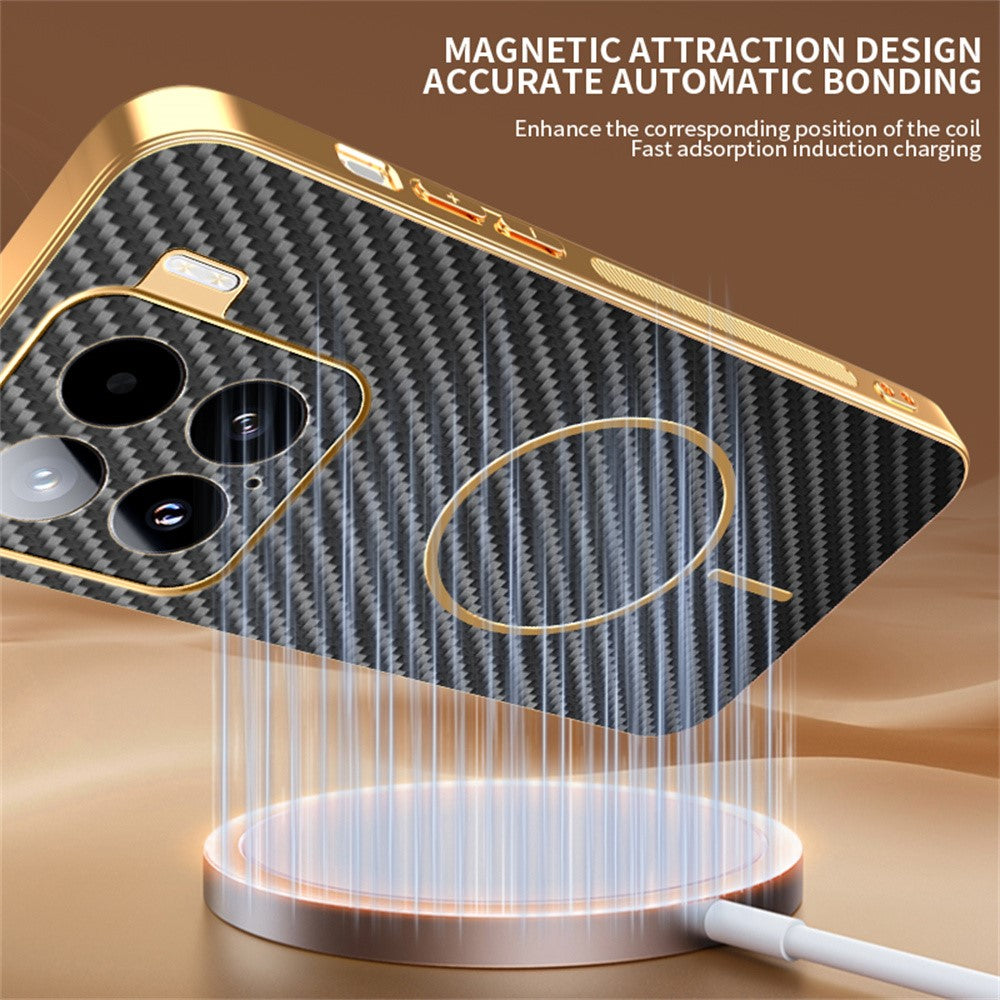 For-Xiaomi-15-Phone-Case-Carbon-Fiber-Textured-Electroplated-TPU-Back-Cover-Black