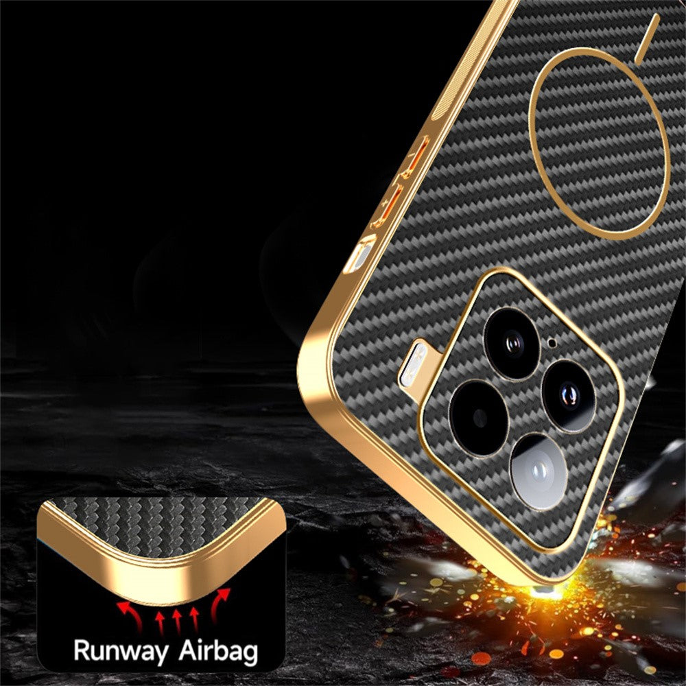 For-Xiaomi-15-Phone-Case-Carbon-Fiber-Textured-Electroplated-TPU-Back-Cover-Black