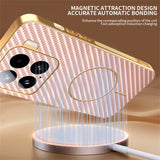 For-Xiaomi-15-Phone-Case-Carbon-Fiber-Textured-Electroplated-TPU-Back-Cover-Pink