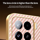For-Xiaomi-15-Phone-Case-Carbon-Fiber-Textured-Electroplated-TPU-Back-Cover-Pink