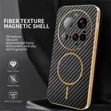 For-Xiaomi-15-Ultra-Phone-Case-Carbon-Fiber-Textured-Electroplated-TPU-Back-Cover-Black