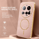 For-Xiaomi-15-Ultra-Phone-Case-Carbon-Fiber-Textured-Electroplated-TPU-Back-Cover-Pink