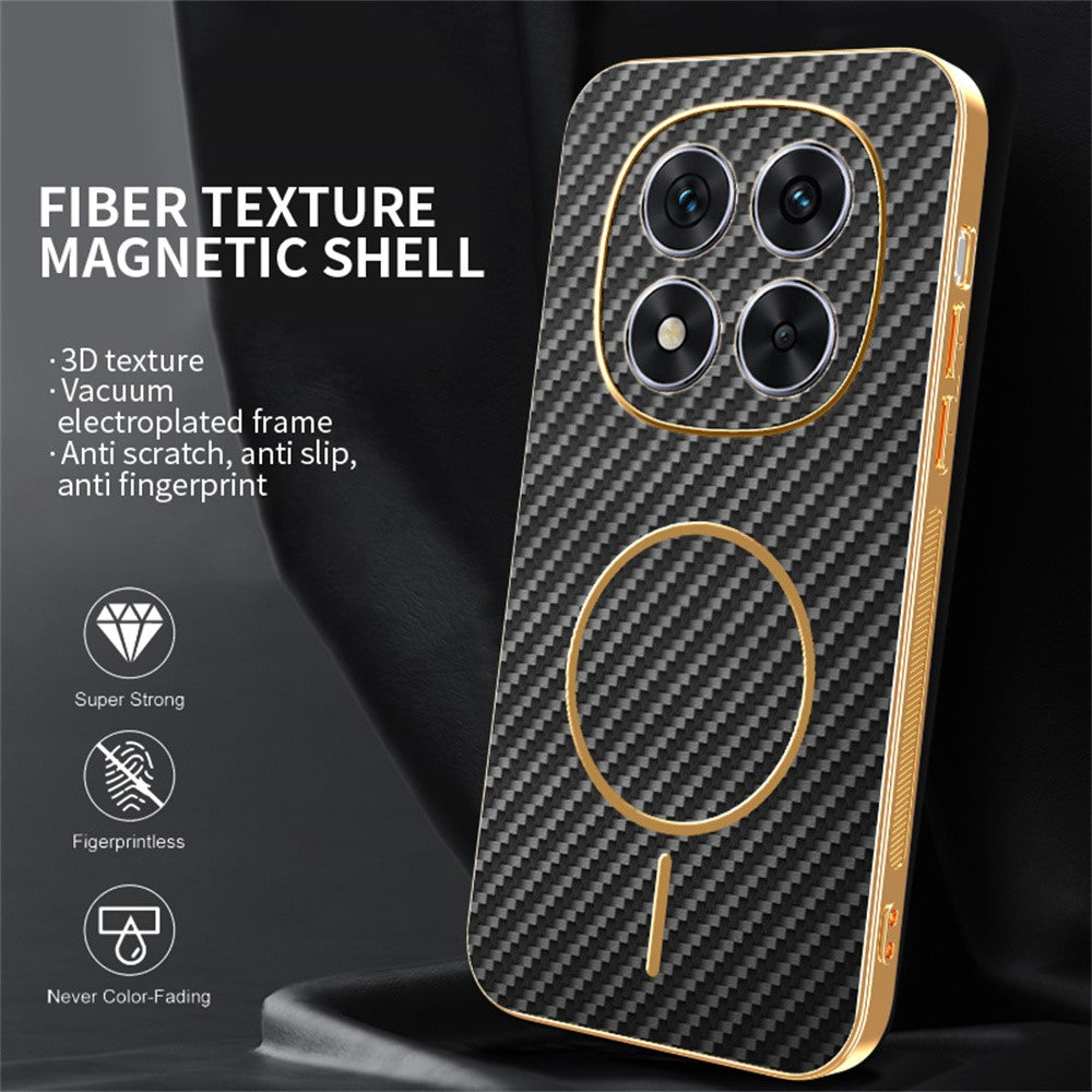 For-Xiaomi-Redmi-Note-14-Pro-4G-Phone-Case-Carbon-Fiber-Textured-Electroplated-TPU-Back-Cover-Black
