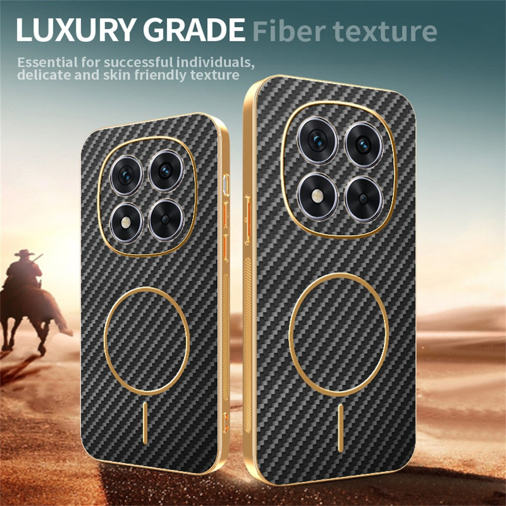 For-Xiaomi-Redmi-Note-14-Pro-4G-Phone-Case-Carbon-Fiber-Textured-Electroplated-TPU-Back-Cover-Black