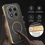 For-Xiaomi-Redmi-Note-14-Pro-4G-Phone-Case-Carbon-Fiber-Textured-Electroplated-TPU-Back-Cover-Black