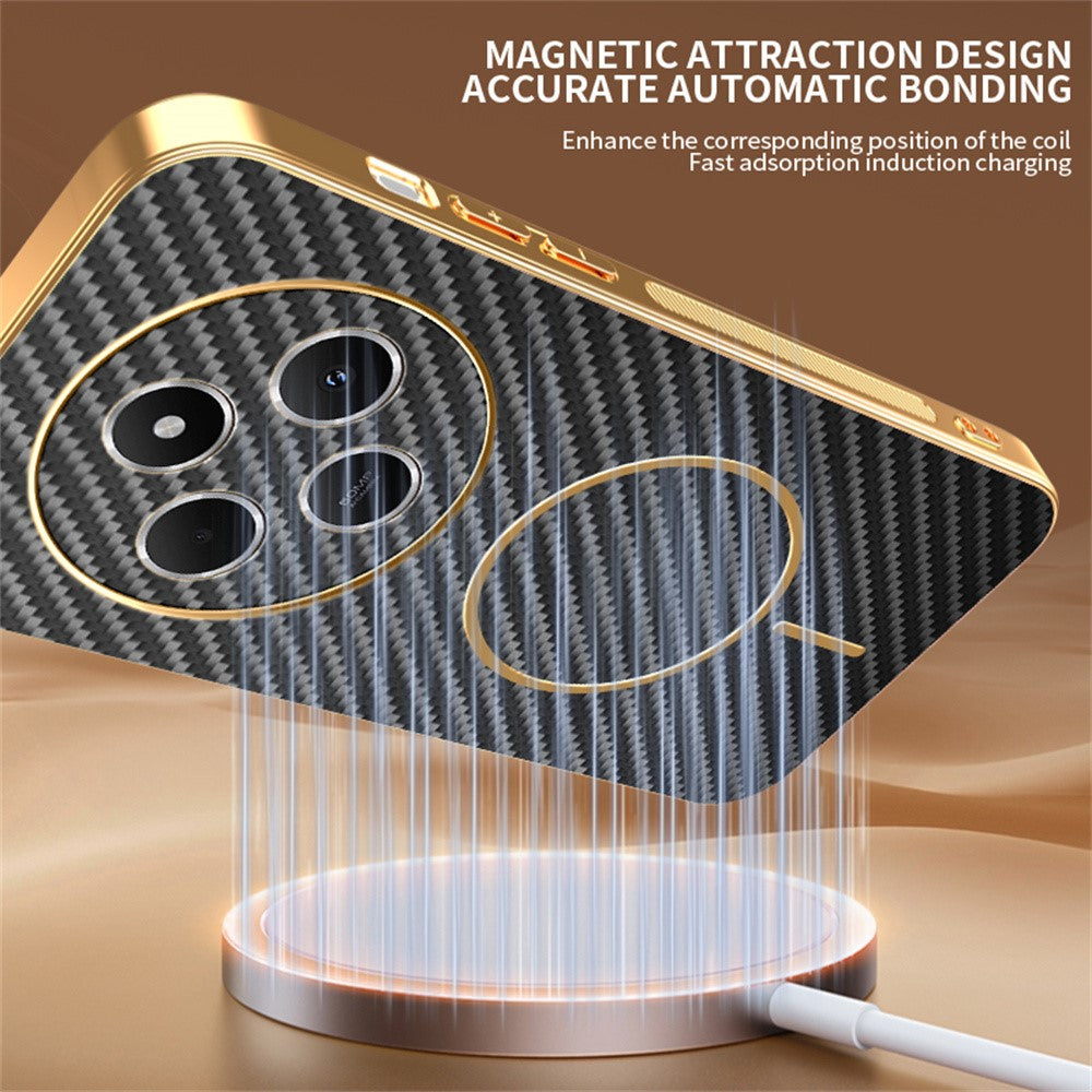 Phone-Case-For-Xiaomi-Redmi-14C-4G-/-14R-5G-/-A4-5G-/-Poco-C75-4G-Carbon-Fiber-Textured-Electroplated-TPU-Back-Cover-Black