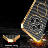 Phone-Case-For-Xiaomi-Redmi-14C-4G-/-14R-5G-/-A4-5G-/-Poco-C75-4G-Carbon-Fiber-Textured-Electroplated-TPU-Back-Cover-Black