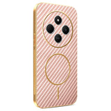 Phone-Case-For-Xiaomi-Redmi-14C-4G-/-14R-5G-/-A4-5G-/-Poco-C75-4G-Carbon-Fiber-Textured-Electroplated-TPU-Back-Cover-Pink
