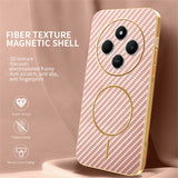 Phone-Case-For-Xiaomi-Redmi-14C-4G-/-14R-5G-/-A4-5G-/-Poco-C75-4G-Carbon-Fiber-Textured-Electroplated-TPU-Back-Cover-Pink
