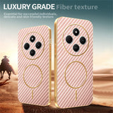 Phone-Case-For-Xiaomi-Redmi-14C-4G-/-14R-5G-/-A4-5G-/-Poco-C75-4G-Carbon-Fiber-Textured-Electroplated-TPU-Back-Cover-Pink