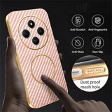 Phone-Case-For-Xiaomi-Redmi-14C-4G-/-14R-5G-/-A4-5G-/-Poco-C75-4G-Carbon-Fiber-Textured-Electroplated-TPU-Back-Cover-Pink