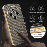 Phone-Case-For-Xiaomi-Redmi-14C-4G-/-14R-5G-/-A4-5G-/-Poco-C75-4G-Carbon-Fiber-Textured-Electroplated-TPU-Back-Cover-Coffee