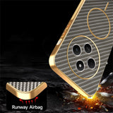 Phone-Case-For-Xiaomi-Redmi-14C-4G-/-14R-5G-/-A4-5G-/-Poco-C75-4G-Carbon-Fiber-Textured-Electroplated-TPU-Back-Cover-Coffee