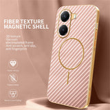 For-Xiaomi-Poco-X7-Pro-5G-/-Redmi-Turbo-4-5G-Phone-Case-Carbon-Fiber-Textured-Electroplated-TPU-Back-Cover-Pink
