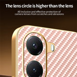 For-Xiaomi-Poco-X7-Pro-5G-/-Redmi-Turbo-4-5G-Phone-Case-Carbon-Fiber-Textured-Electroplated-TPU-Back-Cover-Pink